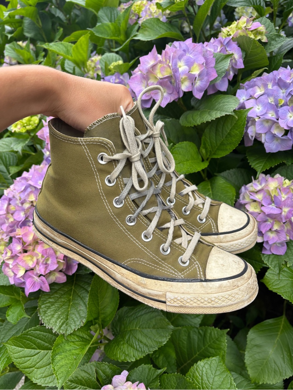 Converse Women's High-Top Canvas Sneakers in Olive Green